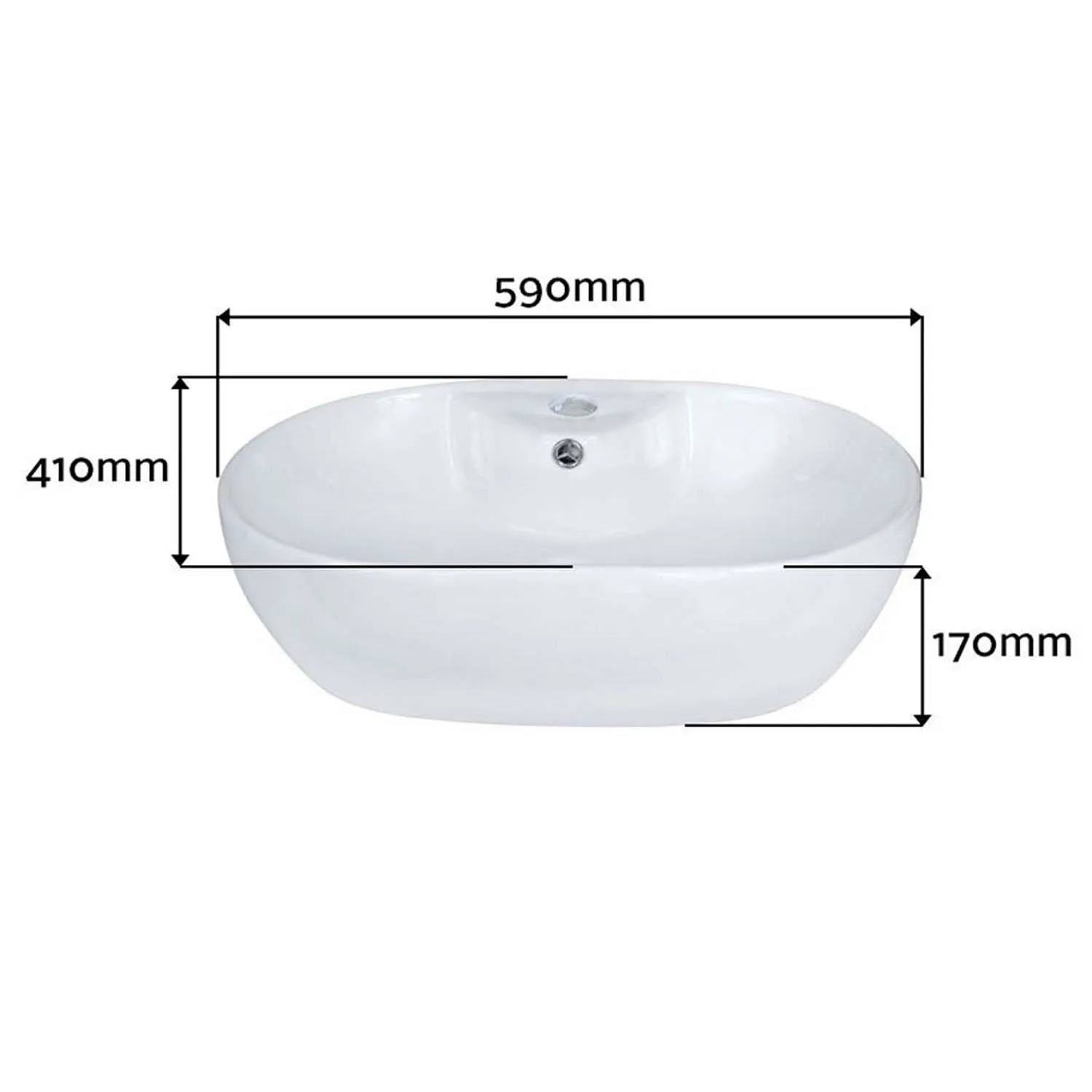 Udine White Counter Top Basin - 590 x 410 x 170mm